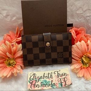 AUTH. Louis Vuitton Damier Ebene French Wallet
